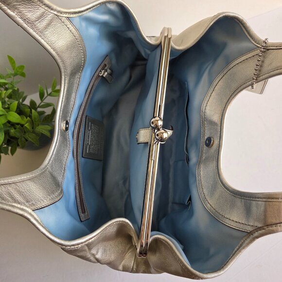 EUC Coach Ergo Metallic Silver Kisslock Bag (#12831) - Picture 10 of 12